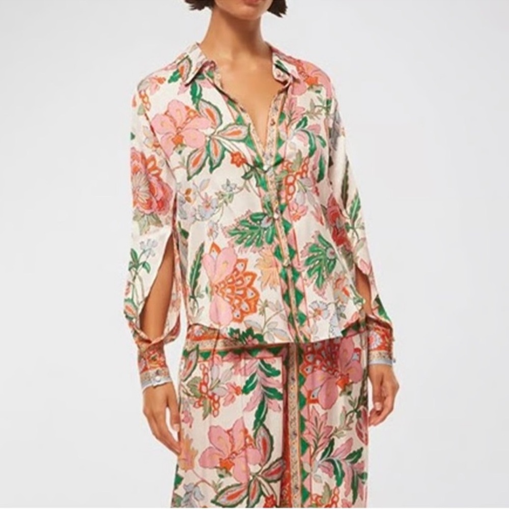 MISA ROYA TOP - CASABLANCA BORDER MIX MISA BLOUSE, NWT